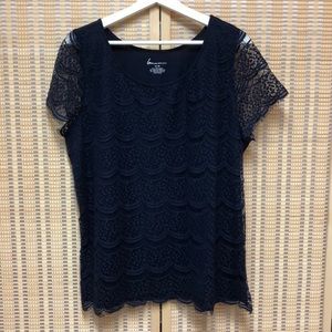 NWT Navy Layered Lace Lane Bryant Top!